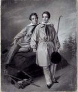 Portrait De Deux Freres by Alexandre-Jean Dubois Drahonet