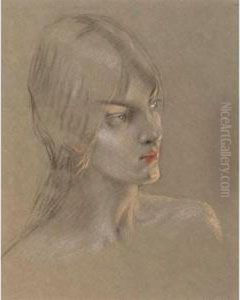 Study Of Hilda Edgell For A Dryad In Reveil by Herbert James Draper