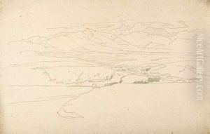 Landschaftsstudie Mit Apennin. by Heinrich Dreber