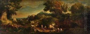 Arkadische
Gebirgslandschaft. by Heinrich Dreber