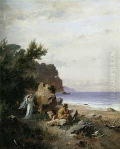 Odysseus Bei Der Nymphe Kalypso Auf Der Insel Ogygia. - view 1