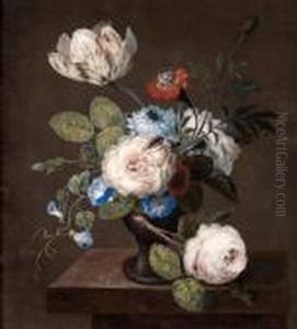 Blumenstillleben Mitrosen,tulpen,wicken by Johann Baptist Drechsler