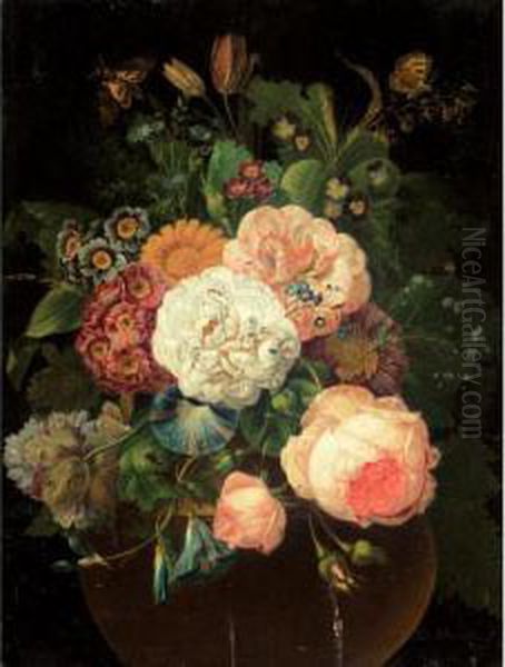 A Still Life Of A Vase Of Flowers, With A Wasp And A Butterfly - view 1