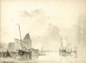 Boats Along The Quay At Low Tide