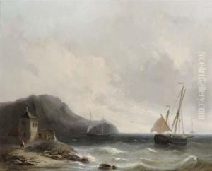 Shipping In A Breeze Off A Rocky Coast
