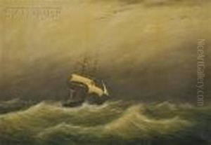Ship In Stormy Seas by Clement Drew