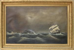 View Of A Full Rigged Ship Off Cape Ann