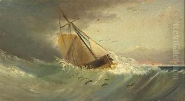 A Sailing Vesselin Rough Seas. - view 1