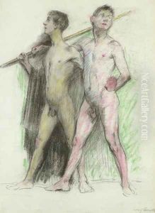 Study of two male figures by Lovis (Franz Heinrich Louis) Corinth