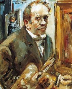 Self Portrait with Palette by Lovis (Franz Heinrich Louis) Corinth