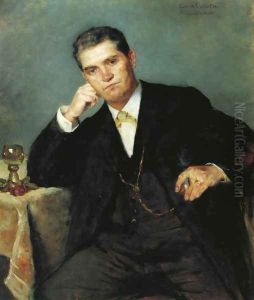 Portrait Of Franz Heinrich Corinth With A Glass Of Wine by Lovis (Franz Heinrich Louis) Corinth