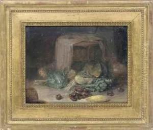 Artichokes, Cabbage, Onions, A Corn And Other Vegetables Beside Apartially Draped Table by Martin Drolling