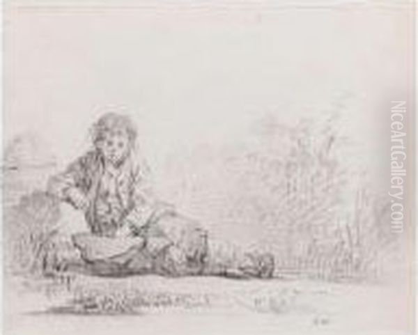Peasant Boy Resting At The Roadside - view 1