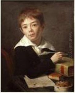 Attribue A Michel Martin Drolling "portrait D'un Jeune Garcon A Son Bureau"