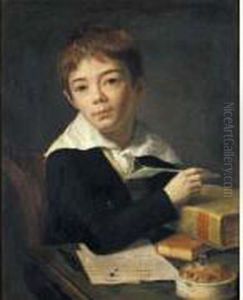 "portrait D'un Jeune Garcon A Son Bureau".