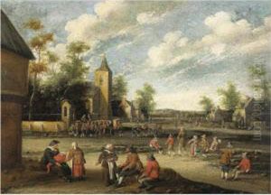 Figures Conversing In A Village