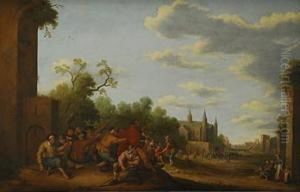 Escena De Pueblo Con Obras De Misericordia