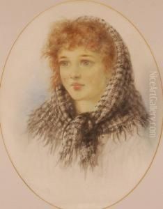 Head And Shoulders Portrait Of A Peasant Girl by James Drummond