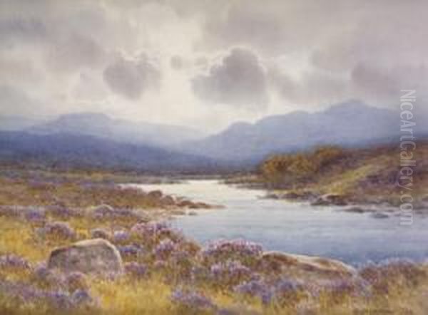 River Landscape With Distant Mountains - view 1