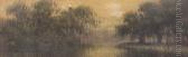 Bayou Scene With Live Oaks - view 1