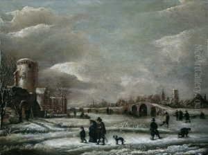 Winterlandschaft. by Hendrick Dubbels