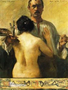 Self Portrait with Model I by Lovis (Franz Heinrich Louis) Corinth