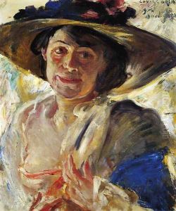 Woman in a Hat with Roses