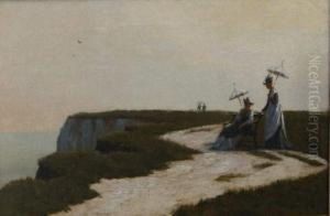 Elegantes Au Bord De La Falaise by Louis Alexandre Dubourg