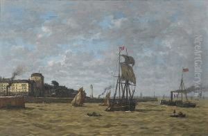 Harbour Scene by Louis Alexandre Dubourg