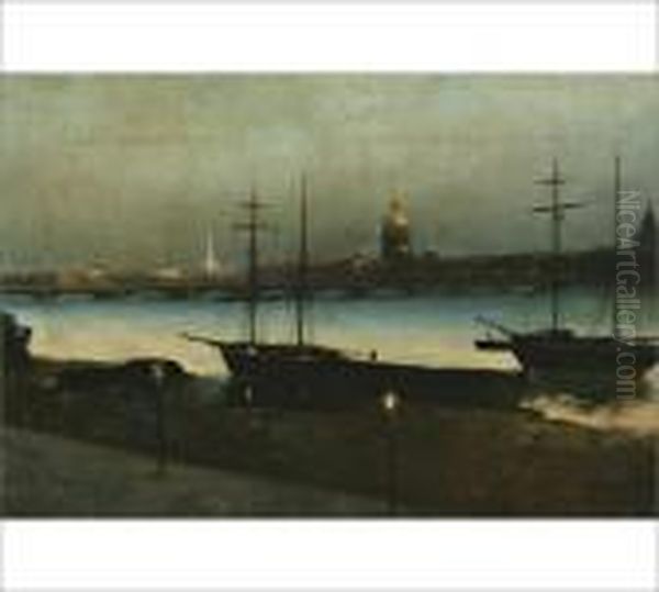 St Petersburg By Night, The Admiralty And St Isaac's Cathedral From The Neva River - view 1