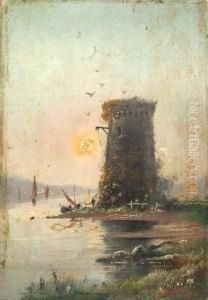 Lakescape With Sailboats And Structure