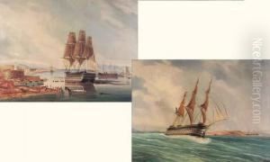 " Le Vaisseau "l'ocean" Sortant De La Manche En Vue Des Iles Ouessant " by Cheri Francois Dubreuil