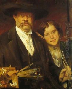 Self Portrait with Model by Lovis (Franz Heinrich Louis) Corinth
