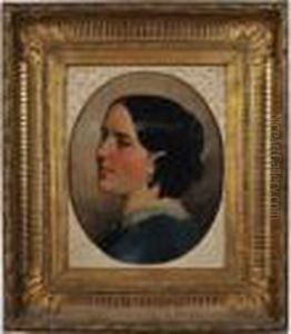 Portrait De Jeune Femme De Trois-quart A Gauche by Edouard Louis Dubufe
