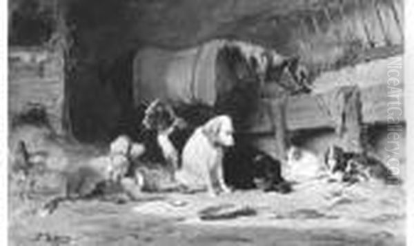 Cheval Et Chiens A L'ecurie. - view 1