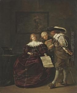 A Lady Presenting A Letter To A Gentleman