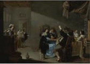 Card Players And Merrymakers In An Interior