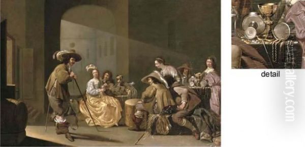 A Guardroom Interior With Soldiers In Mixed Company - view 1