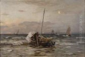 Heimkehrende Fischerboote. by Eugene Gustav Ducker