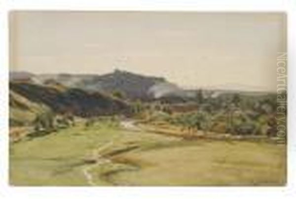 A River Landscape With A Distant Village - view 1