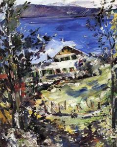 The Walchensee, Country House with Washing on the Line by Lovis (Franz Heinrich Louis) Corinth