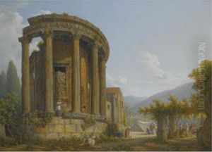 Tivoli, A View Of The Temple Of The Sibyl by Abraham Louis R. Ducros