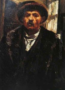 Self Portrait in a Fur Coat and a Fur Cap by Lovis (Franz Heinrich Louis) Corinth