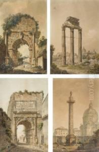 Quatre Vues De Rome: La Colonne 
Trajane; Le Temple De Jupiter; L'arc De Titus; Et L'arc De Trajan