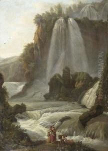 The Waterfalls Of Tivoli. 1783. by Abraham Louis R. Ducros