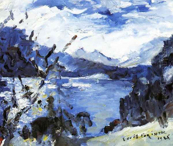 The Walchensee with Mountain Range and Shore - view 1