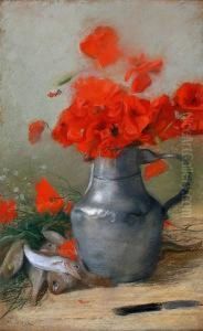 Bouquet Decoquelicots Dans Un Pichet by Ernest Ange Duez
