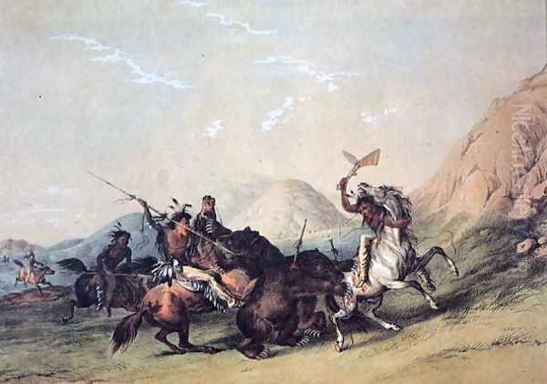 Native Americans killing a bear - view 1