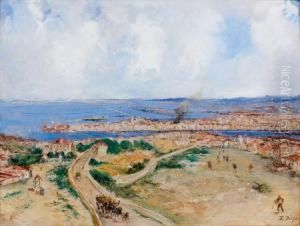 Vue D'un Port Mediterraneen by Jacques-Edouard Dufeu