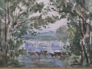 Troupeau Pres Du Pont by Jacques-Edouard Dufeu
